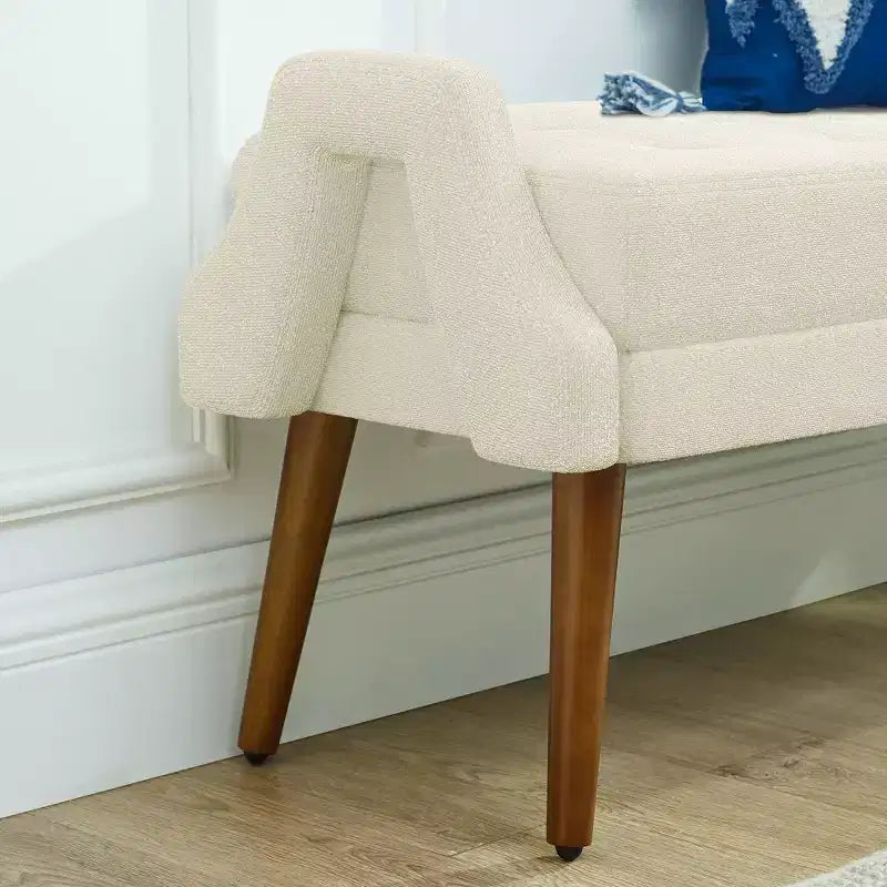 Banc ottoman moderne TUYOHW avec accoudoirs géométriques irréguliers, tabouret de coiffeuse rembourré avec pieds en bois, banc d'entrée pour chambre à coucher, salon