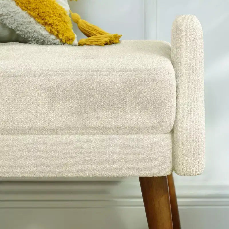 Banc ottoman moderne TUYOHW avec accoudoirs géométriques irréguliers, tabouret de coiffeuse rembourré avec pieds en bois, banc d'entrée pour chambre à coucher, salon