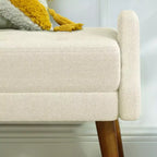 Banc ottoman moderne TUYOHW avec accoudoirs géométriques irréguliers, tabouret de coiffeuse rembourré avec pieds en bois, banc d'entrée pour chambre à coucher, salon
