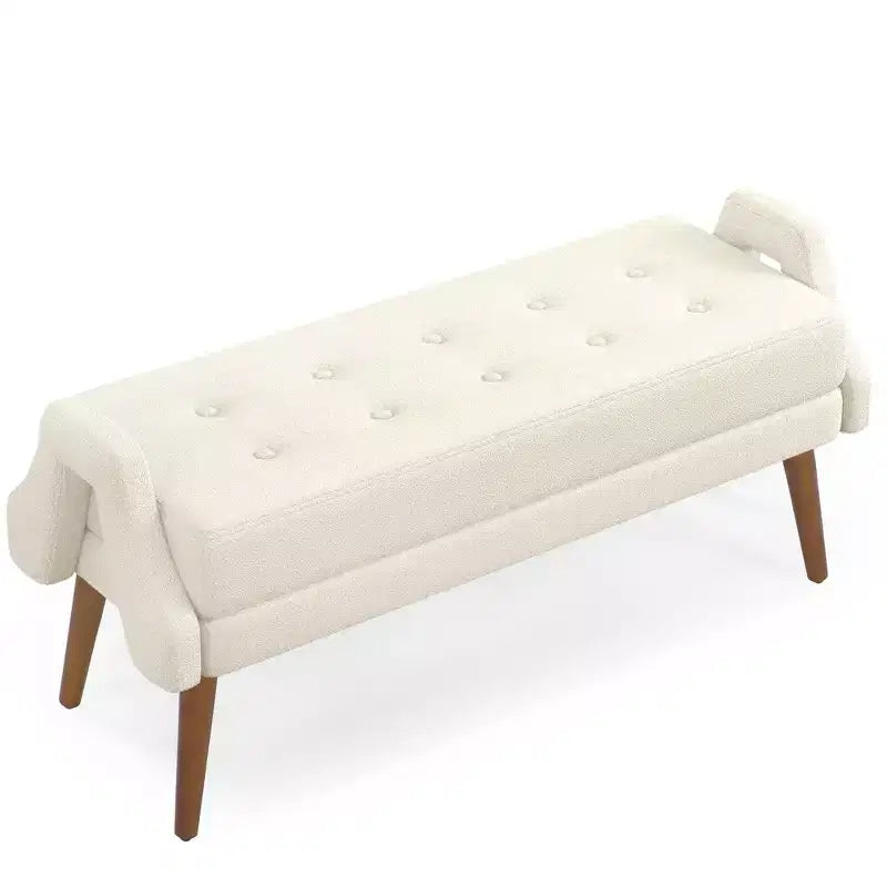Banc ottoman moderne TUYOHW avec accoudoirs géométriques irréguliers, tabouret de coiffeuse rembourré avec pieds en bois, banc d'entrée pour chambre à coucher, salon