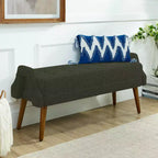 Banc ottoman moderne TUYOHW avec accoudoirs géométriques irréguliers, tabouret de coiffeuse rembourré avec pieds en bois, banc d'entrée pour chambre à coucher, salon