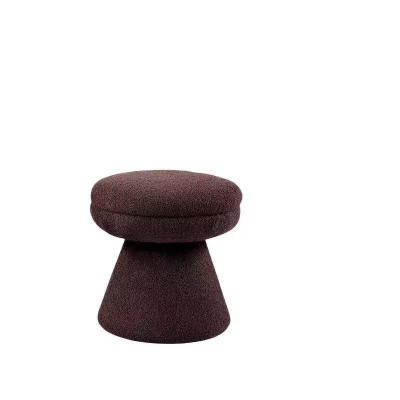 Tabouret d'appoint en forme de champignon TUYOHW 17.5, pouf rond en tissu bouclette avec base piédestal, pouf aspect peau de mouton pour salon, chambre, entrée