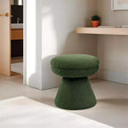 Tabouret d'appoint en forme de champignon TUYOHW 17.5, pouf rond en tissu bouclette avec base piédestal, pouf aspect peau de mouton pour salon, chambre, entrée