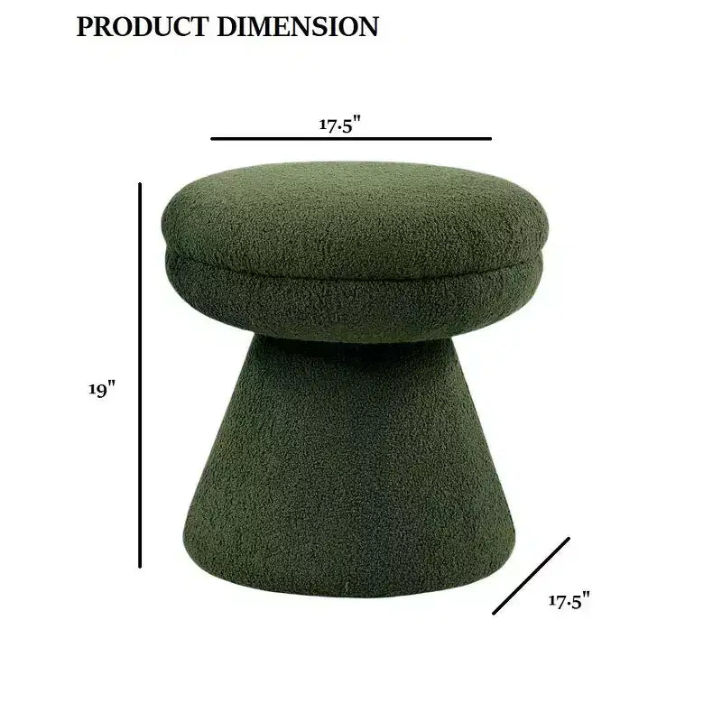 Tabouret d'appoint en forme de champignon TUYOHW 17.5, pouf rond en tissu bouclette avec base piédestal, pouf aspect peau de mouton pour salon, chambre, entrée