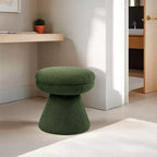 Tabouret d'appoint en forme de champignon TUYOHW 17.5, pouf rond en tissu bouclette avec base piédestal, pouf aspect peau de mouton pour salon, chambre, entrée