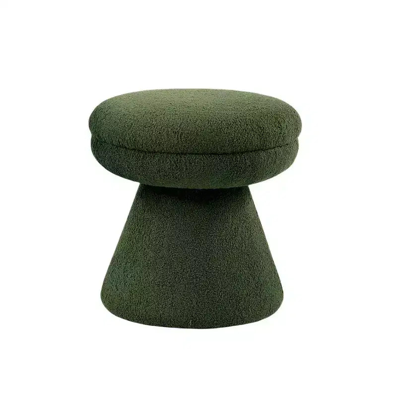 Tabouret d'appoint en forme de champignon TUYOHW 17.5, pouf rond en tissu bouclette avec base piédestal, pouf aspect peau de mouton pour salon, chambre, entrée
