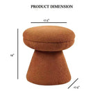 Tabouret d'appoint en forme de champignon TUYOHW 17.5, pouf rond en tissu bouclette avec base piédestal, pouf aspect peau de mouton pour salon, chambre, entrée