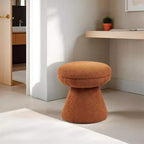 Tabouret d'appoint en forme de champignon TUYOHW 17.5, pouf rond en tissu bouclette avec base piédestal, pouf aspect peau de mouton pour salon, chambre, entrée