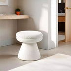 Tabouret d'appoint en forme de champignon TUYOHW 17.5, pouf rond en tissu bouclette avec base piédestal, pouf aspect peau de mouton pour salon, chambre, entrée