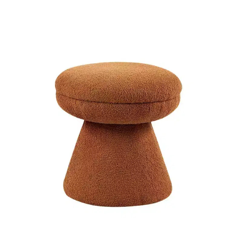 Tabouret d'appoint en forme de champignon TUYOHW 17.5, pouf rond en tissu bouclette avec base piédestal, pouf aspect peau de mouton pour salon, chambre, entrée