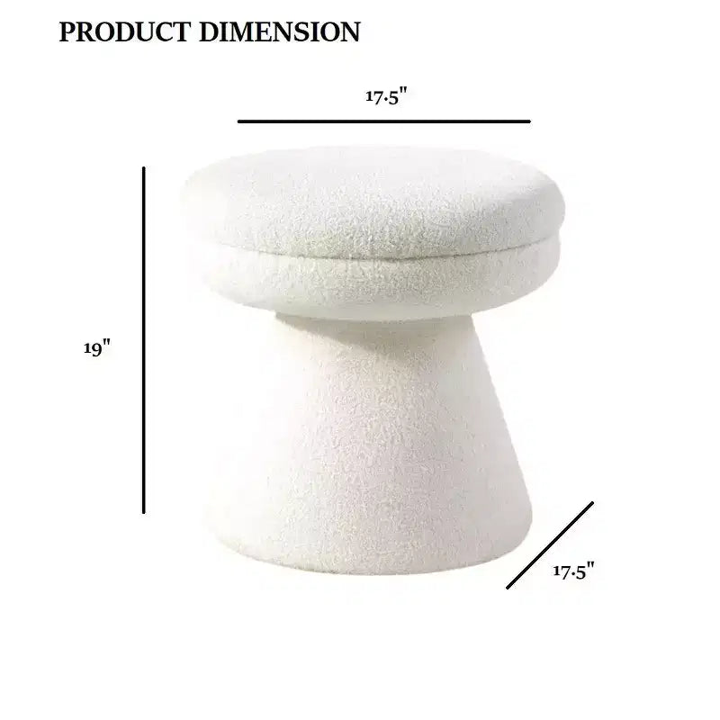 Tabouret d'appoint en forme de champignon TUYOHW 17.5, pouf rond en tissu bouclette avec base piédestal, pouf aspect peau de mouton pour salon, chambre, entrée