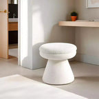 Tabouret d'appoint en forme de champignon TUYOHW 17.5, pouf rond en tissu bouclette avec base piédestal, pouf aspect peau de mouton pour salon, chambre, entrée