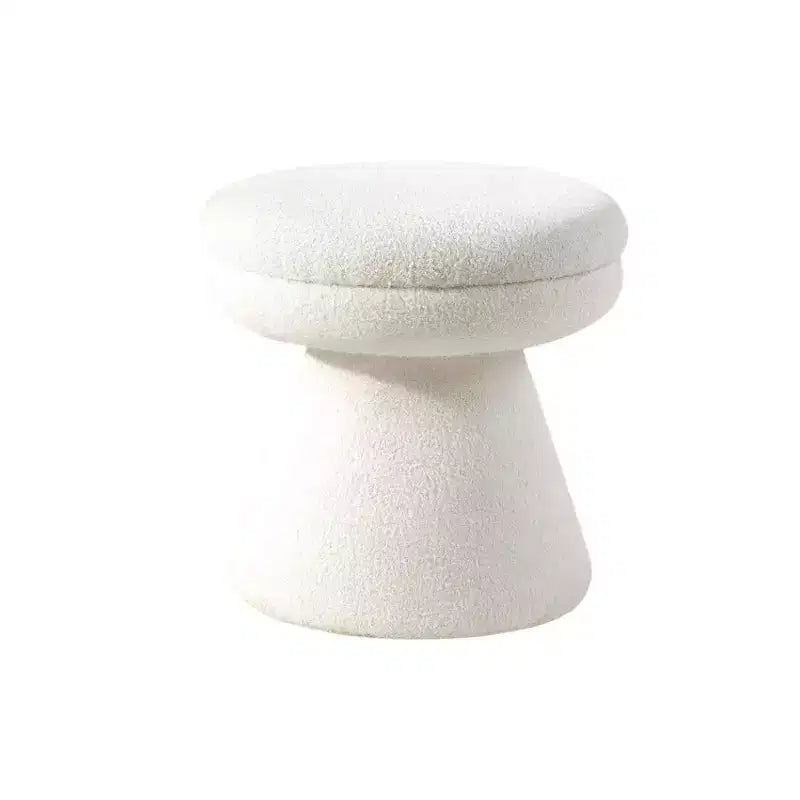 Tabouret d'appoint en forme de champignon TUYOHW 17.5, pouf rond en tissu bouclette avec base piédestal, pouf aspect peau de mouton pour salon, chambre, entrée