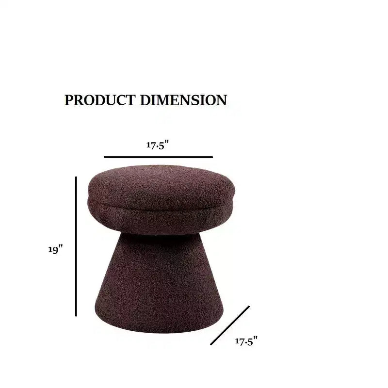 Tabouret d'appoint en forme de champignon TUYOHW 17.5, pouf rond en tissu bouclette avec base piédestal, pouf aspect peau de mouton pour salon, chambre, entrée