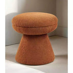 Tabouret d'appoint en forme de champignon TUYOHW 17.5, pouf rond en tissu bouclette avec base piédestal, pouf aspect peau de mouton pour salon, chambre, entrée