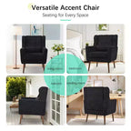 Fauteuil d'appoint en chenille TUYOHW, fauteuil de salon moderne avec coussin décoratif, dossier ergonomique, pieds en bois fuselés, fauteuil de lecture pour salon, chambre à coucher