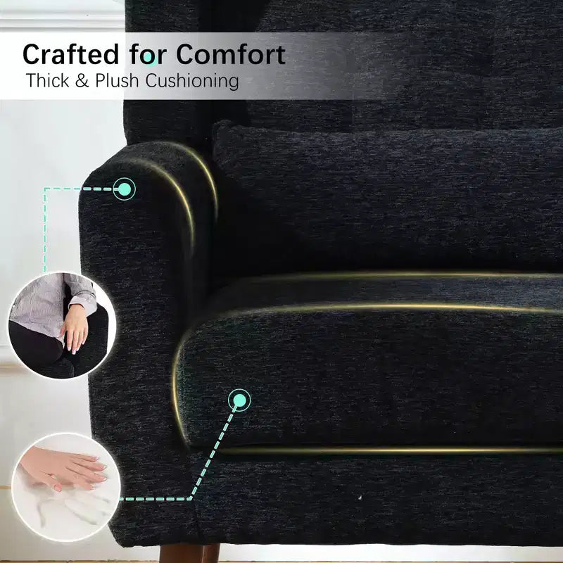 Fauteuil d'appoint en chenille TUYOHW, fauteuil de salon moderne avec coussin décoratif, dossier ergonomique, pieds en bois fuselés, fauteuil de lecture pour salon, chambre à coucher