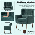 Fauteuil d'appoint en chenille TUYOHW, fauteuil de salon moderne avec coussin décoratif, dossier ergonomique, pieds en bois fuselés, fauteuil de lecture pour salon, chambre à coucher