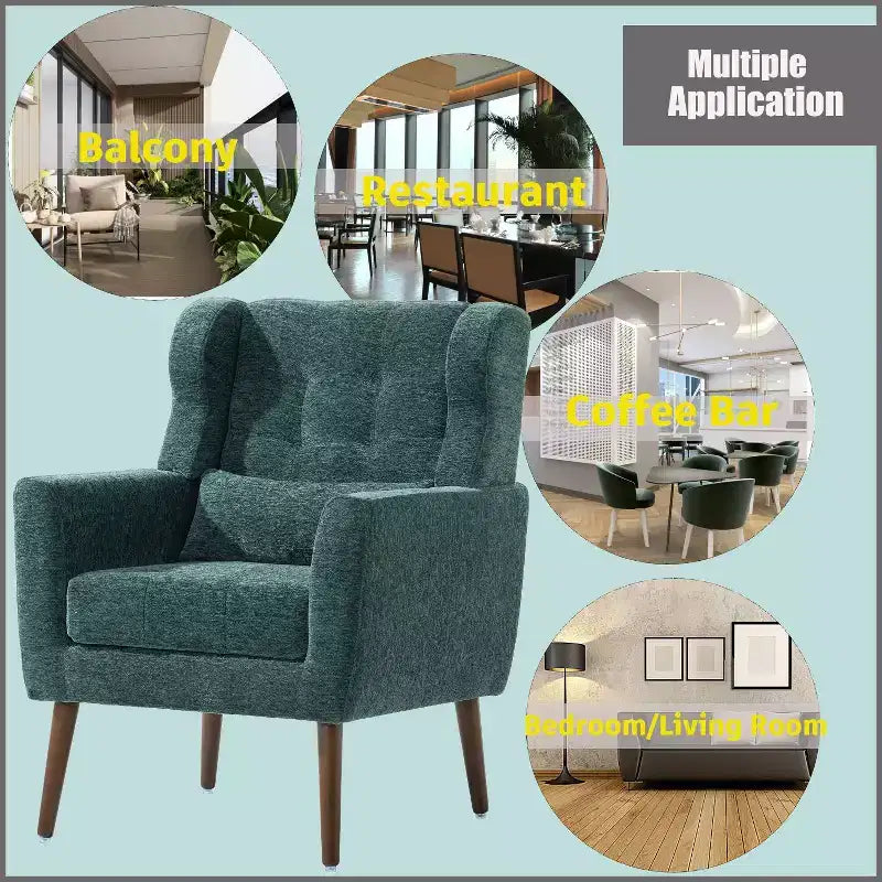 Fauteuil d'appoint en chenille TUYOHW, fauteuil de salon moderne avec coussin décoratif, dossier ergonomique, pieds en bois fuselés, fauteuil de lecture pour salon, chambre à coucher