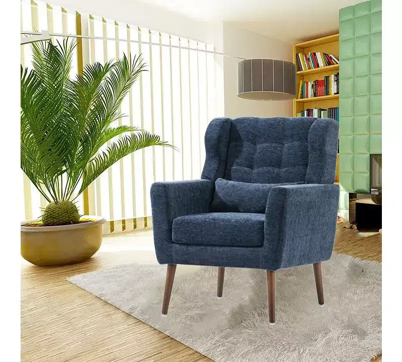 Fauteuil d'appoint en chenille TUYOHW, fauteuil de salon moderne avec coussin décoratif, dossier ergonomique, pieds en bois fuselés, fauteuil de lecture pour salon, chambre à coucher