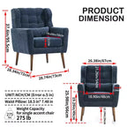 Fauteuil d'appoint en chenille TUYOHW, fauteuil de salon moderne avec coussin décoratif, dossier ergonomique, pieds en bois fuselés, fauteuil de lecture pour salon, chambre à coucher