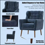 Fauteuil d'appoint en chenille TUYOHW, fauteuil de salon moderne avec coussin décoratif, dossier ergonomique, pieds en bois fuselés, fauteuil de lecture pour salon, chambre à coucher