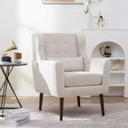 Fauteuil d'appoint en chenille TUYOHW, fauteuil de salon moderne avec coussin décoratif, dossier ergonomique, pieds en bois fuselés, fauteuil de lecture pour salon, chambre à coucher