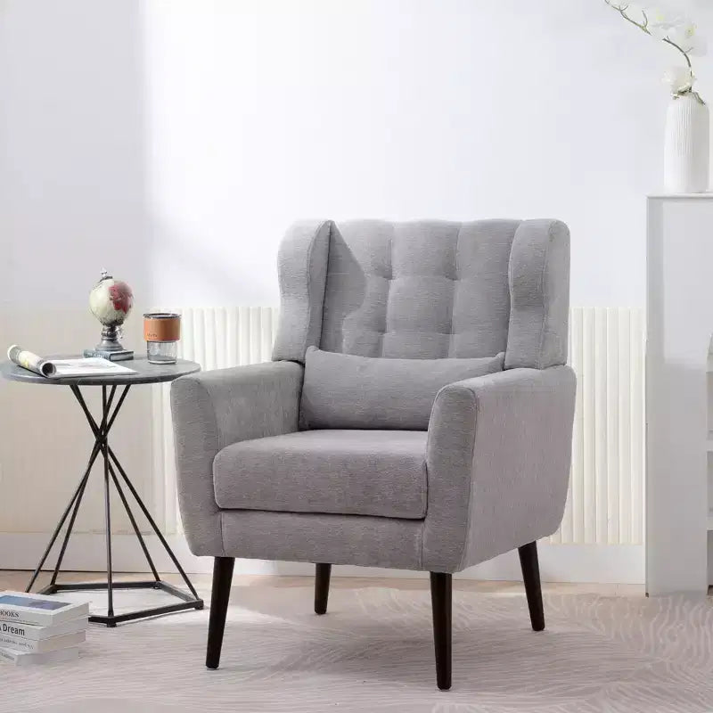 Fauteuil d'appoint en chenille TUYOHW, fauteuil de salon moderne avec coussin décoratif, dossier ergonomique, pieds en bois fuselés, fauteuil de lecture pour salon, chambre à coucher