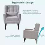 Fauteuil d'appoint en chenille TUYOHW, fauteuil de salon moderne avec coussin décoratif, dossier ergonomique, pieds en bois fuselés, fauteuil de lecture pour salon, chambre à coucher