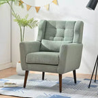 Fauteuil d'appoint en chenille TUYOHW, fauteuil de salon moderne avec coussin décoratif, dossier ergonomique, pieds en bois fuselés, fauteuil de lecture pour salon, chambre à coucher
