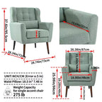 Fauteuil d'appoint en chenille TUYOHW, fauteuil de salon moderne avec coussin décoratif, dossier ergonomique, pieds en bois fuselés, fauteuil de lecture pour salon, chambre à coucher