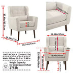 Fauteuil d'appoint en chenille TUYOHW, fauteuil de salon moderne avec coussin décoratif, dossier ergonomique, pieds en bois fuselés, fauteuil de lecture pour salon, chambre à coucher