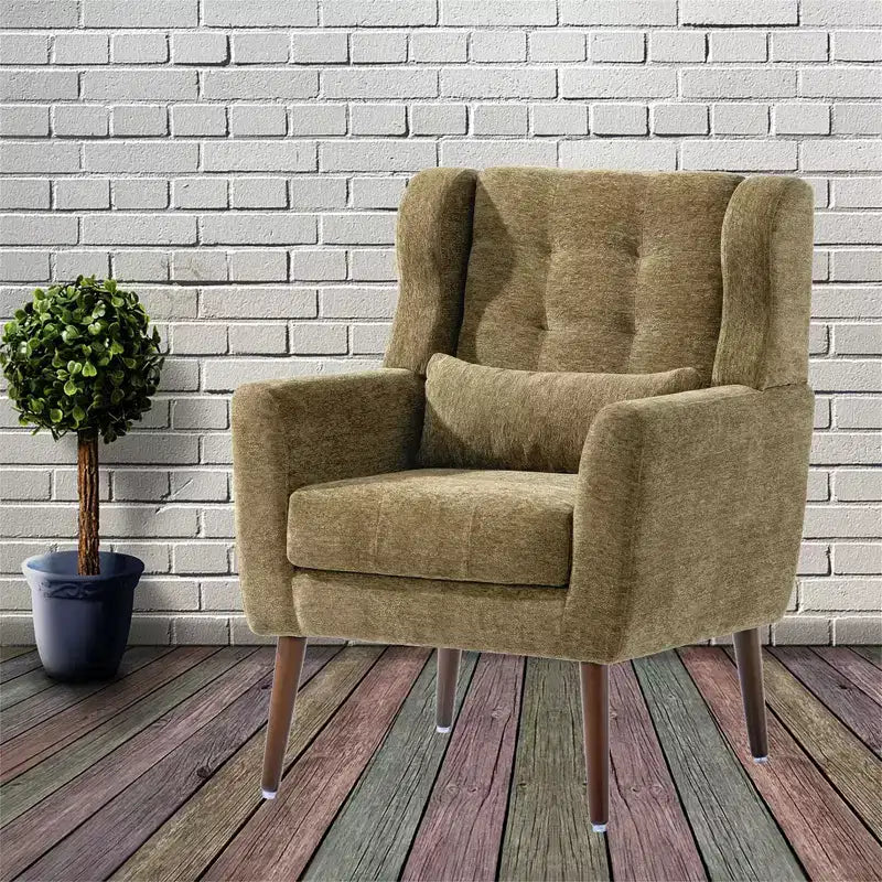 Fauteuil d'appoint en chenille TUYOHW, fauteuil de salon moderne avec coussin décoratif, dossier ergonomique, pieds en bois fuselés, fauteuil de lecture pour salon, chambre à coucher