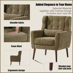 Fauteuil d'appoint en chenille TUYOHW, fauteuil de salon moderne avec coussin décoratif, dossier ergonomique, pieds en bois fuselés, fauteuil de lecture pour salon, chambre à coucher