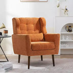 Fauteuil d'appoint en chenille TUYOHW, fauteuil de salon moderne avec coussin décoratif, dossier ergonomique, pieds en bois fuselés, fauteuil de lecture pour salon, chambre à coucher