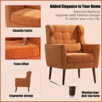 Fauteuil d'appoint en chenille TUYOHW, fauteuil de salon moderne avec coussin décoratif, dossier ergonomique, pieds en bois fuselés, fauteuil de lecture pour salon, chambre à coucher