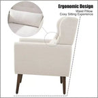 Fauteuil d'appoint en chenille TUYOHW, fauteuil de salon moderne avec coussin décoratif, dossier ergonomique, pieds en bois fuselés, fauteuil de lecture pour salon, chambre à coucher