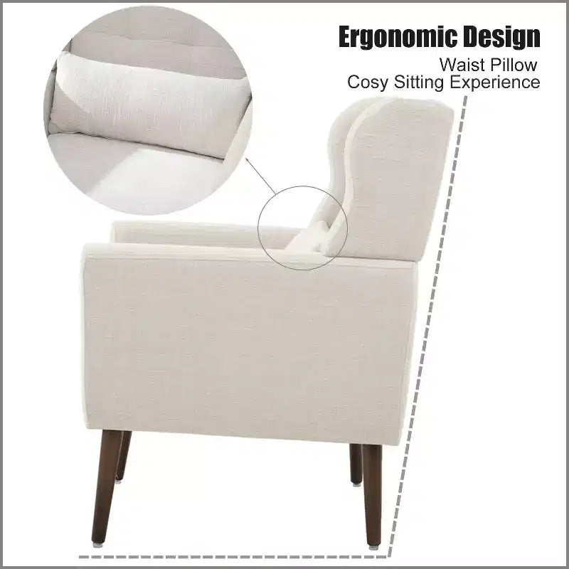Fauteuil d'appoint en chenille TUYOHW, fauteuil de salon moderne avec coussin décoratif, dossier ergonomique, pieds en bois fuselés, fauteuil de lecture pour salon, chambre à coucher