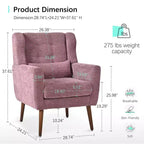 Fauteuil d'appoint en chenille TUYOHW, fauteuil de salon moderne avec coussin décoratif, dossier ergonomique, pieds en bois fuselés, fauteuil de lecture pour salon, chambre à coucher