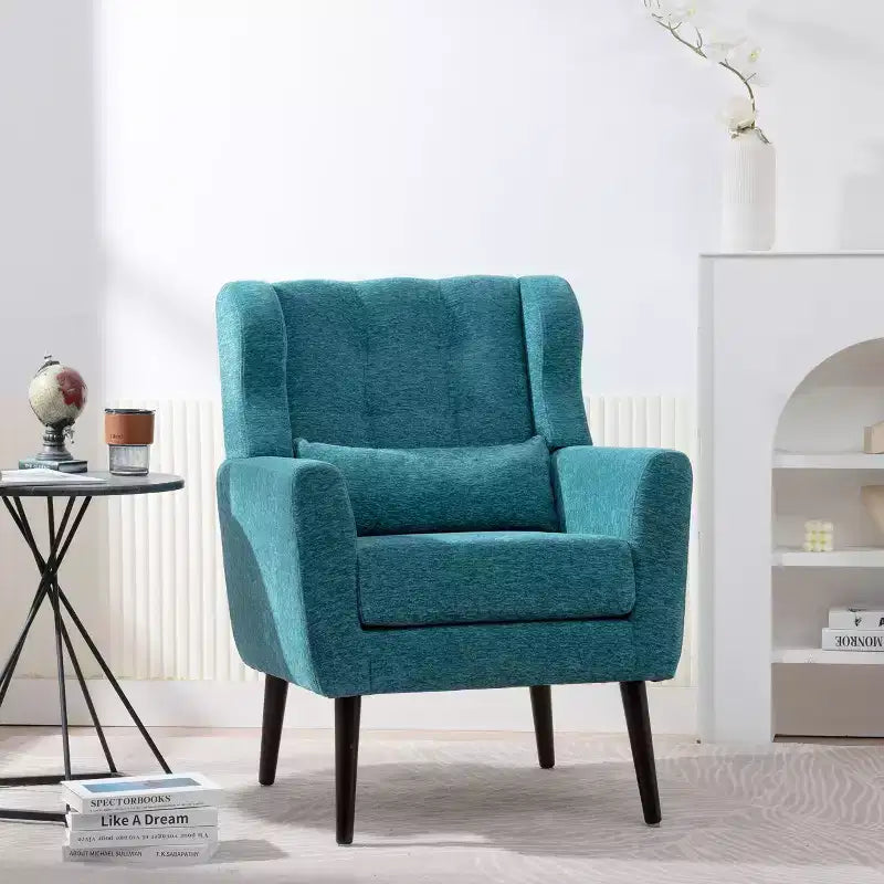 Fauteuil d'appoint en chenille TUYOHW, fauteuil de salon moderne avec coussin décoratif, dossier ergonomique, pieds en bois fuselés, fauteuil de lecture pour salon, chambre à coucher
