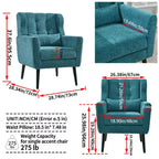 Fauteuil d'appoint en chenille TUYOHW, fauteuil de salon moderne avec coussin décoratif, dossier ergonomique, pieds en bois fuselés, fauteuil de lecture pour salon, chambre à coucher