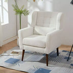 Fauteuil d'appoint en chenille TUYOHW, fauteuil de salon moderne avec coussin décoratif, dossier ergonomique, pieds en bois fuselés, fauteuil de lecture pour salon, chambre à coucher