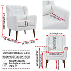 Fauteuil d'appoint en chenille TUYOHW, fauteuil de salon moderne avec coussin décoratif, dossier ergonomique, pieds en bois fuselés, fauteuil de lecture pour salon, chambre à coucher