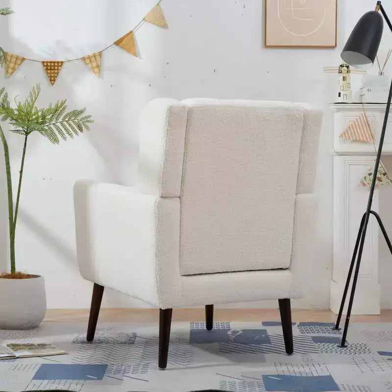 Fauteuil d'appoint en chenille TUYOHW, fauteuil de salon moderne avec coussin décoratif, dossier ergonomique, pieds en bois fuselés, fauteuil de lecture pour salon, chambre à coucher