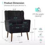 Fauteuil d'appoint en chenille TUYOHW, fauteuil de salon moderne avec coussin décoratif, dossier ergonomique, pieds en bois fuselés, fauteuil de lecture pour salon, chambre à coucher