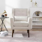 Fauteuil d'appoint en chenille TUYOHW, fauteuil de salon moderne avec coussin décoratif, dossier ergonomique, pieds en bois fuselés, fauteuil de lecture pour salon, chambre à coucher