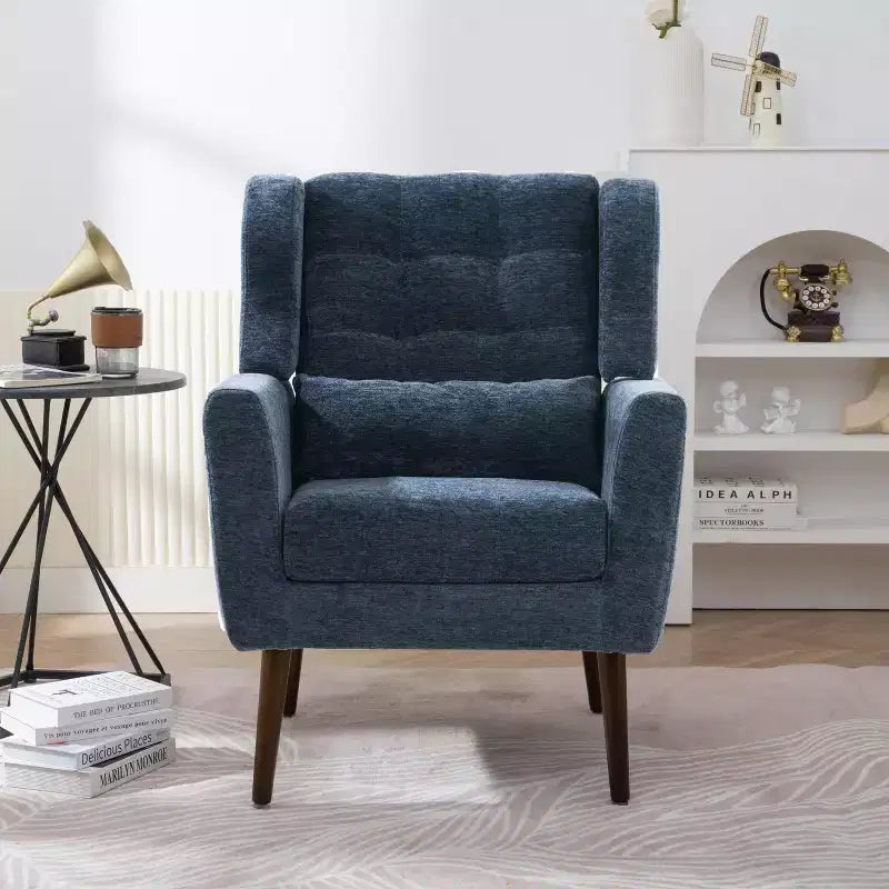 Fauteuil d'appoint en chenille TUYOHW, fauteuil de salon moderne avec coussin décoratif, dossier ergonomique, pieds en bois fuselés, fauteuil de lecture pour salon, chambre à coucher