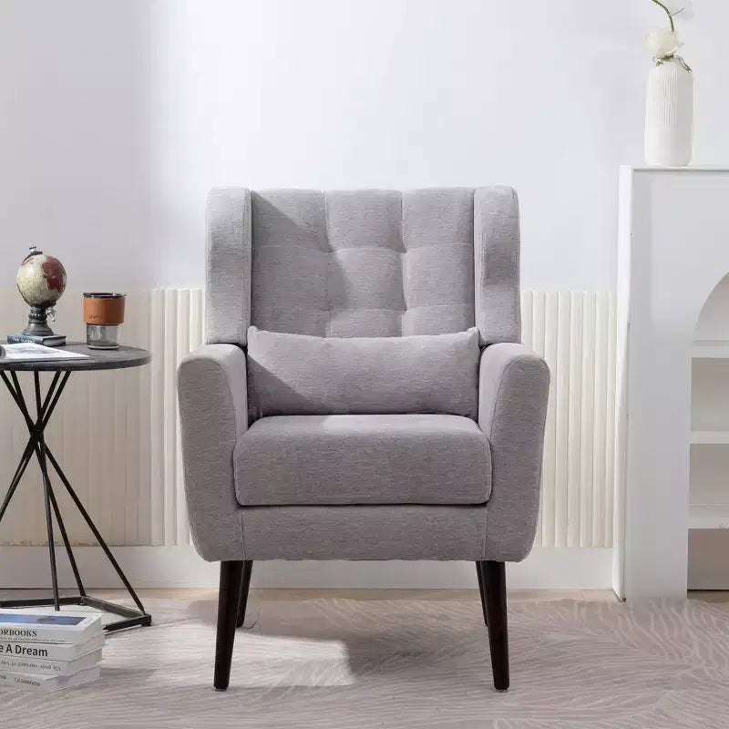 Fauteuil d'appoint en chenille TUYOHW, fauteuil de salon moderne avec coussin décoratif, dossier ergonomique, pieds en bois fuselés, fauteuil de lecture pour salon, chambre à coucher