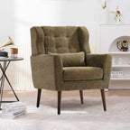 Fauteuil d'appoint en chenille TUYOHW, fauteuil de salon moderne avec coussin décoratif, dossier ergonomique, pieds en bois fuselés, fauteuil de lecture pour salon, chambre à coucher