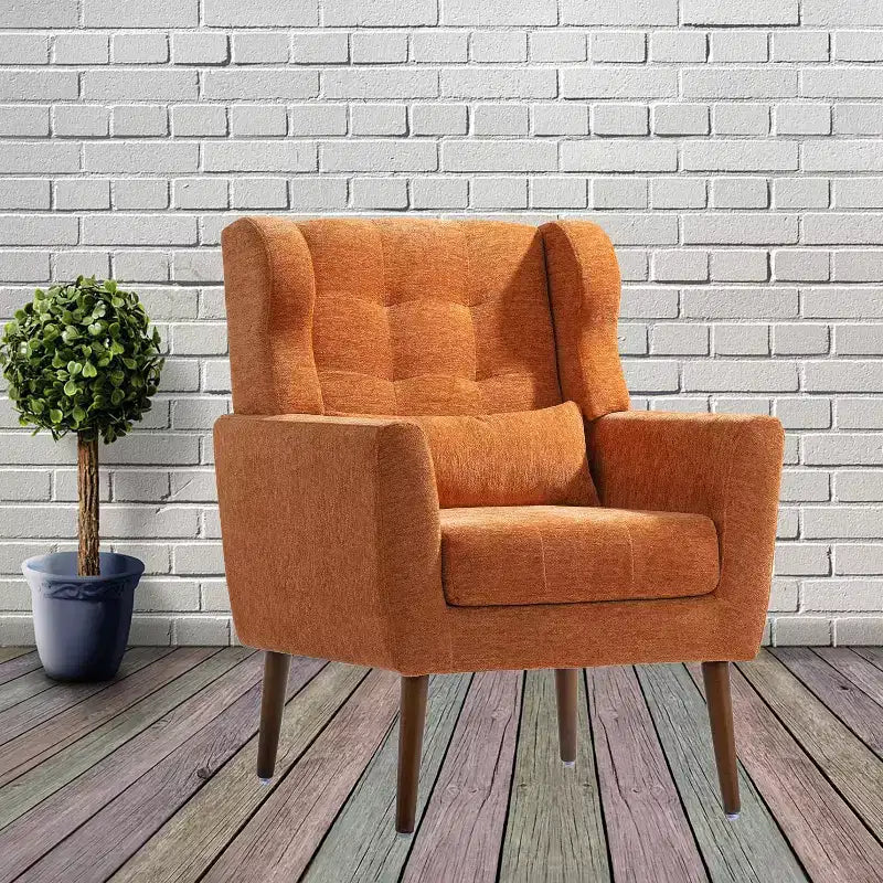 Fauteuil d'appoint en chenille TUYOHW, fauteuil de salon moderne avec coussin décoratif, dossier ergonomique, pieds en bois fuselés, fauteuil de lecture pour salon, chambre à coucher
